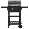 Charcoal-Fueled BBQ Grill with Bottom Shelf Black - Black