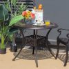 Backyard 36 Inch With Umbrella Hole Patio Round Dining Bistro Table  - Wine - 36 Inch