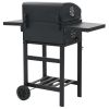 Charcoal-Fueled BBQ Grill with Bottom Shelf Black - Black