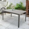 6 Person Outdoor Dining Table, Patio Rectangle Aluminum Table, Gray - KM0612