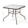 Outdoor Garden Lawn Pool Deck High Dining Bistro Table Tempered Glass Top with Umbrella Hole - As the pic show - 34 Inch