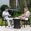 Patio Furniture Rattan Style Patio Beverage Cooler Bar Table - Gray - Beverage Cooler Bar Table