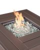 28' Outdoor Wicker Patio Propane Gas Fire Pit Table - Brown