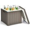 3-In-1 Patio 10 Gallon Ice Cube Cooler Box Table Stool Storage W/Handle - Brown - Outdoor Coolers