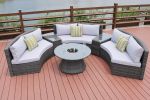 Direct Wicker Outdoor And Garden Patio Sofa Set 6PCS Reconfigurable Stylish And Modern Style With Seat Cushion and Coffee Table - Brown