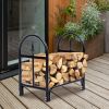 2 Feet Outdoor Heavy Duty Steel Firewood Storage Holder - black