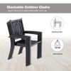 MEOOEM Patio Dining Set  Bistro Set Outdoor Furniture Square Bistro Metal Table Side Table and Metal Stackable Chairs, Black - Modern