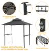 Outdoor Grill Gazebo 8 x 5 Ft, Shelter Tent, Double Tier Soft Top Canopy and Steel Frame with hook and Bar Counters, Grey-dk - grey