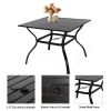 MEOOEM Patio Dining Set  Outdoor Furniture Square Bistro Metal Table Side Table and Metal Stackable Chairs, Black - American