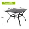 MEOOEM Patio Dining Set Outdoor Metal Square Bistro Side/End Table and Stackable Patio Dining Chairs, Black - American