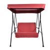 2-Seat Outdoor Patio Porch Swing Chair, Porch Lawn Swing With Removable Cushion And Convertible Canopy, Brown Red - Black Red