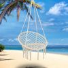 Tassel Cotton Hanging Rope Hammock Chair Swing Round Indoor Outdoor Home Garden Patio - Beige