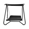 Outdoor Swing Hammock Bed With Canopy Textilene Cushion for Patio, Backyard,Garden, Porch, Black - Black