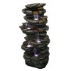 40inches High Rocks Outdoor Cascading Waterfall with LED Lights - 40inches