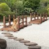 5 Feet Wooden Garden Bridge Arc Stained Finish Footbridge Decorative - Brown