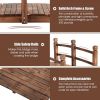 5 Feet Wooden Garden Bridge Arc Stained Finish Footbridge Decorative - Brown