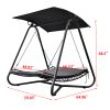 Outdoor Swing Hammock Bed With Canopy Textilene Cushion for Patio, Backyard,Garden, Porch, Black - Black