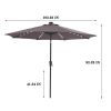 9Ft Patio Umbrella Outdoor Solar Powered LED Lighted Umbrella With Tilt And Crank For Garden,Deck,Backyard,Pool - Brown