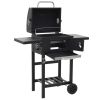 Outdoor Party Backyard Dinner Mobile Stainless Steel Square Oven Charcoal Oven - Black - Steel