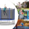 12 FT Trampoline For Kids And Family Outdoor Trampoline With Safety Enclosure Net, Ladder And Spring Cover - Backyard Bounce Jump Have Fun - KM3431-T