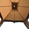 10ft W*12ft L Outdoor Double Vents Gazebo Patio Metal Canopy with Screen and LED Lights for Backyard, Poolside, Brown - Brown