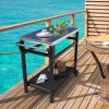 Outdoor Prep Cart Dining Table for Pizza Oven, Patio Grilling Backyard BBQ Grill Cart - Black