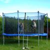 12 FT Trampoline For Kids And Family Outdoor Trampoline With Safety Enclosure Net, Ladder And Spring Cover - Backyard Bounce Jump Have Fun - KM3431-T