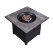 32 in. Square Ceramic Tile Top Outdoor Gas Fire Pit with Lava Rocks-Black, only for pick up - GRAY