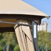 10ft W*12ft L Outdoor Double Vents Gazebo Patio Metal Canopy with Screen and LED Lights for Backyard, Poolside, Brown - Brown