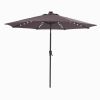 9Ft Patio Umbrella Outdoor Solar Powered LED Lighted Umbrella With Tilt And Crank For Garden,Deck,Backyard,Pool - Brown