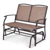 Iron Patio Rocking Chair for Outdoor Backyard and Lawn - Brown