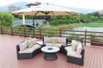 Direct Wicker Outdoor And Garden Patio Sofa Set 6PCS Reconfigurable Stylish And Modern Style With Seat Cushion and Coffee Table - Dark Color