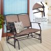 Iron Patio Rocking Chair for Outdoor Backyard and Lawn - Brown