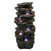 40inches High Rocks Outdoor Cascading Waterfall with LED Lights - 40inches