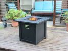 28' Slat Top Gas Fire Pit Table - Black-Upland Brand