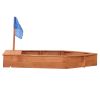 Kids Wooden Sandboat Backyard Sandboxes - brown