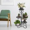 Garden Multi Tier Metal Plant Stand Flower Pot Rack Display Stand Shelf Home - Black