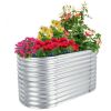 Raised Garden Bed with Open Base for Growing Vegetables - Silver