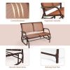 Swing Glider Chair 48 Inch Loveseat Rocker Lounge Backyard - Brown