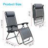 Outdoor Recliner Adjustable Folding Patio Lounge Chair w/Pillows and Cup Holder Trays For Beach Lawn Backyard Pool  RT - Black