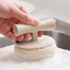 Bamboo Fiber Kitchen Cleaning Brush with Handle Magic Washing Pot Brush Sink Dish Cleaner Household Cleaning Tool Esg17392 - Beige