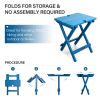 Quick-Fold Side Table,Portable Outdoor Weather Resistant End Table for Patio Balcony Backyard,No Assemble (Blue) - Blue