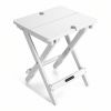 Quick-Fold Side Table,Portable Outdoor Weather Resistant End Table for Patio Balcony Backyard,No Assemble (White) - White