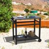 Outdoor Prep Cart Dining Table for Pizza Oven, Patio Grilling Backyard BBQ Grill Cart - Black