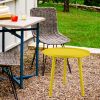 Outdoor Aluminum Side Table Weather Resistant Round Small Coffee Table  - Yellow