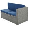 9 Piece Rattan Sectional Seating Group with Cushions and Ottoman, Patio Furniture Sets, Outdoor Wicker Sectional - Grey