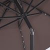 9Ft Patio Umbrella Outdoor Solar Powered LED Lighted Umbrella With Tilt And Crank For Garden,Deck,Backyard,Pool - Brown