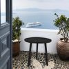 Outdoor Aluminum Side Table Weather Resistant Round Small Coffee Table  - Black