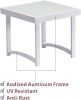 Modern Square Side Tables for Living Room;  White Rustic Aluminum Outdoor End Table;  Patio Tempered Glass Accent Coffee Table - White