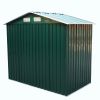 4.2' x 7' Outdoor Storage Shed, Backyard Tool House with Sliding Doors, Base, Vents, Metal Lawn Equipment - Green